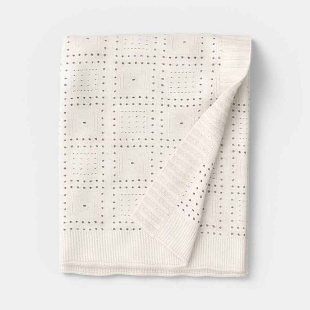 Threshold - Chunky Chenille Rib Knit Throw Ivory - Threshold